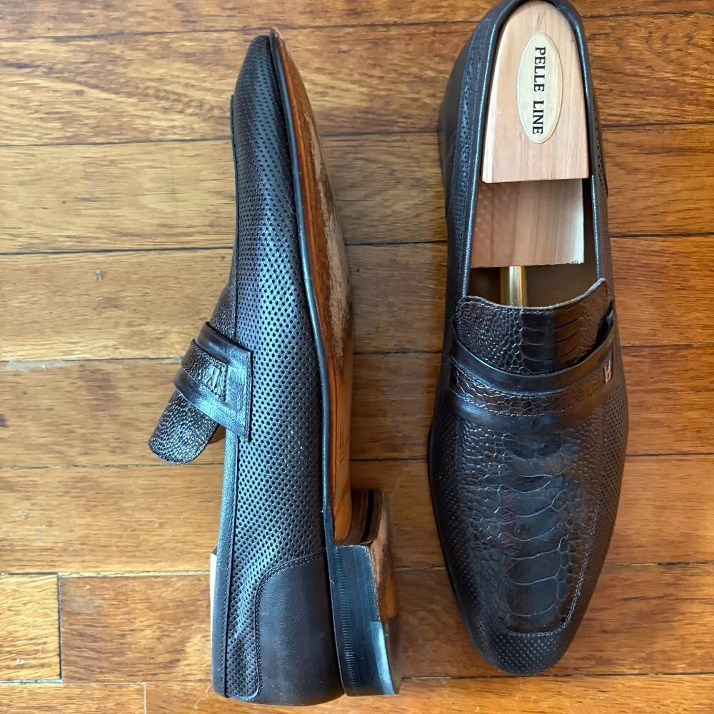 Moreschi Men's Dark Brown Italian Leather Loafers size 10 US - Picture 4 of 7